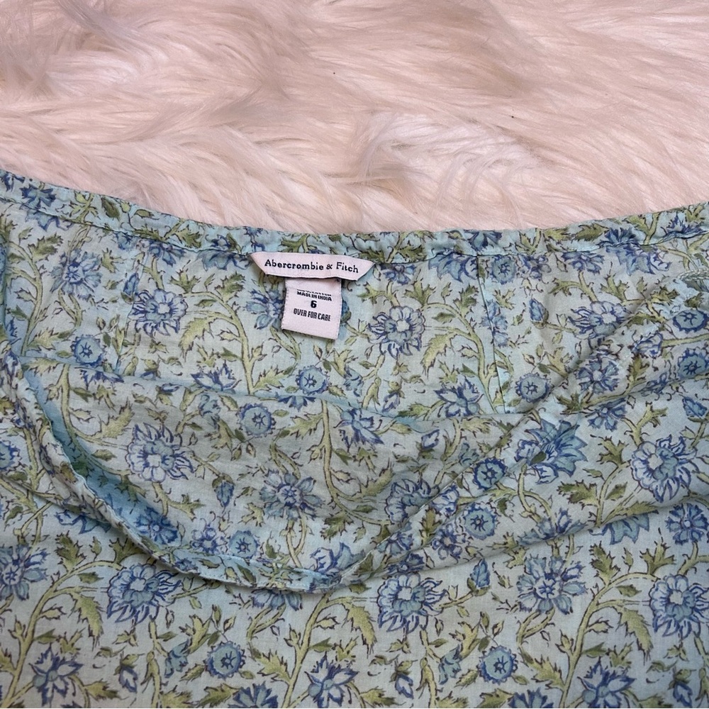 Abercrombie & Fitch Dainty Y2K Fairy Floral Midi Skirt Size 6 Blue Coquette Boho - Picture 6 of 7